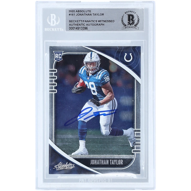 Carte de recrue authentifiée autographiée par Jonathan Taylor Indianapolis Colts 2020 Panini Absolute #161 Beckett Fanatics