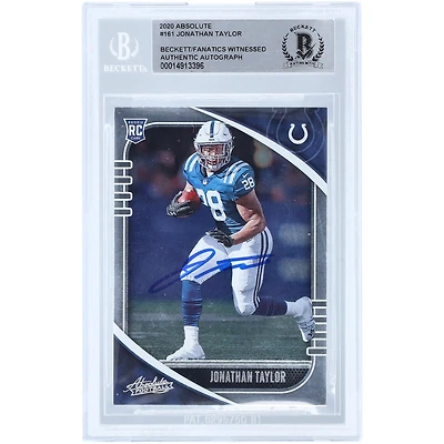Carte de recrue authentifiée autographiée par Jonathan Taylor Indianapolis Colts 2020 Panini Absolute #161 Beckett Fanatics