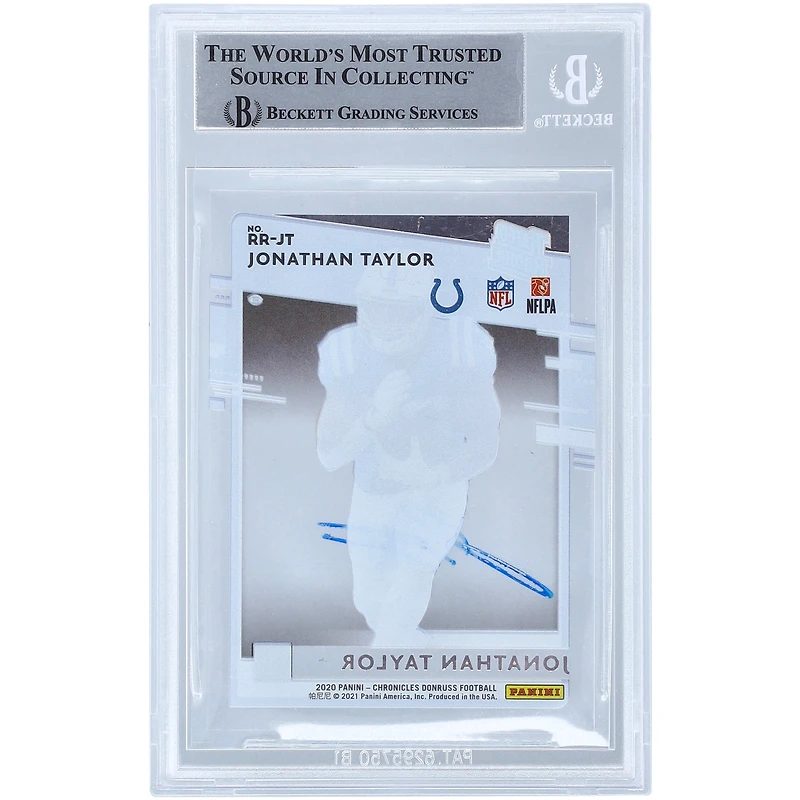Jonathan Taylor Indianapolis Colts Carte de recrue authentifiée autographiée Panini Chronicles 2020 Donruss clairement classée n° RR-JT Beckett Fanatics