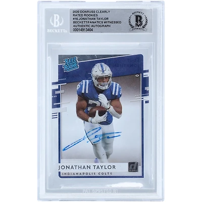 Jonathan Taylor Indianapolis Colts Carte de recrue authentifiée autographiée Panini Chronicles 2020 Donruss clairement classée n° RR-JT Beckett Fanatics