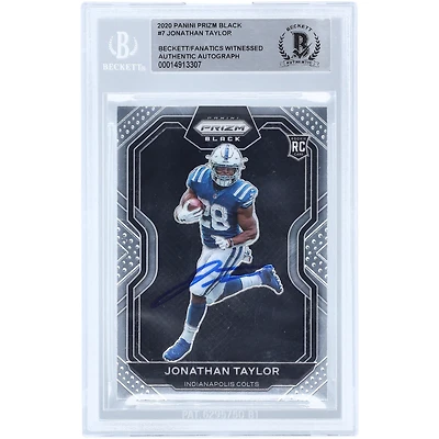 Carte de recrue authentifiée 2020 Panini Chronicles Prizm Black Silver #PB-7 signée Jonathan Taylor Indianapolis Colts par Beckett Fanatics