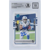 Jonathan Taylor Indianapolis Colts Carte Rookie 2020 autographiée Panini Donruss classée n° 317 Beckett Fanatics a été témoin d'une carte Rookie 10 authentifiée avec l'inscription « Horse Power »