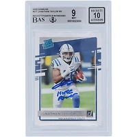 Jonathan Taylor Indianapolis Colts Carte Rookie 9/10 authentifiée 2020 Panini Donruss Rated #317 Beckett Fanatics Witnessed Carte Rookie 9/10 authentifiée avec inscription « Horse Power »