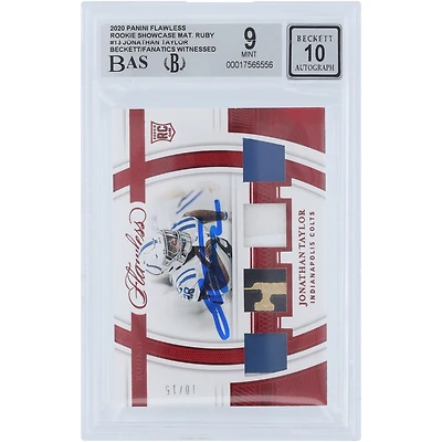 V106832 COLT Jonathan Taylor Indianapolis Colts Autographié 2020 Panini Flawless Ruby Rookie Showcase Matériaux 4 Couleurs Quad Relic #RS13 #10/15 Beckett Fanatics Witnessed Authenticated 9/10 Rookie Card 28 Jonathan Taylor AUT PAA TRADING CARDS 45646 AUTTRC CA01F06896 #46