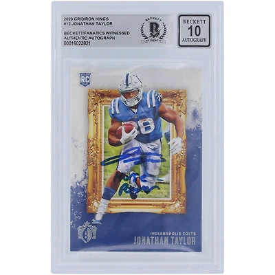 Jonathan Taylor Indianapolis Colts Carte de recrue Panini Gridiron Kings #GK-12 2020 autographiée Beckett Fanatics a été témoin d'une carte de recrue authentifiée 10 avec l'inscription « Horse Power »