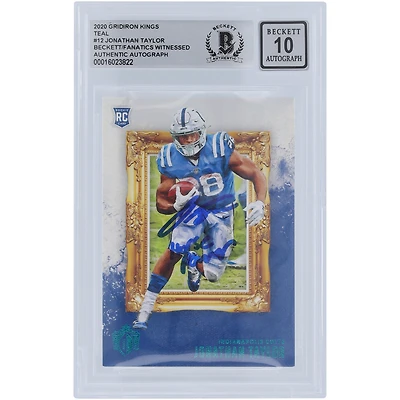 Jonathan Taylor Indianapolis Colts Carte de recrue Panini Gridiron Kings Teal #GK-12 autographiée 2020 Beckett Fanatics a été témoin d'une carte de recrue authentifiée 10 avec l'inscription « Horse Power »