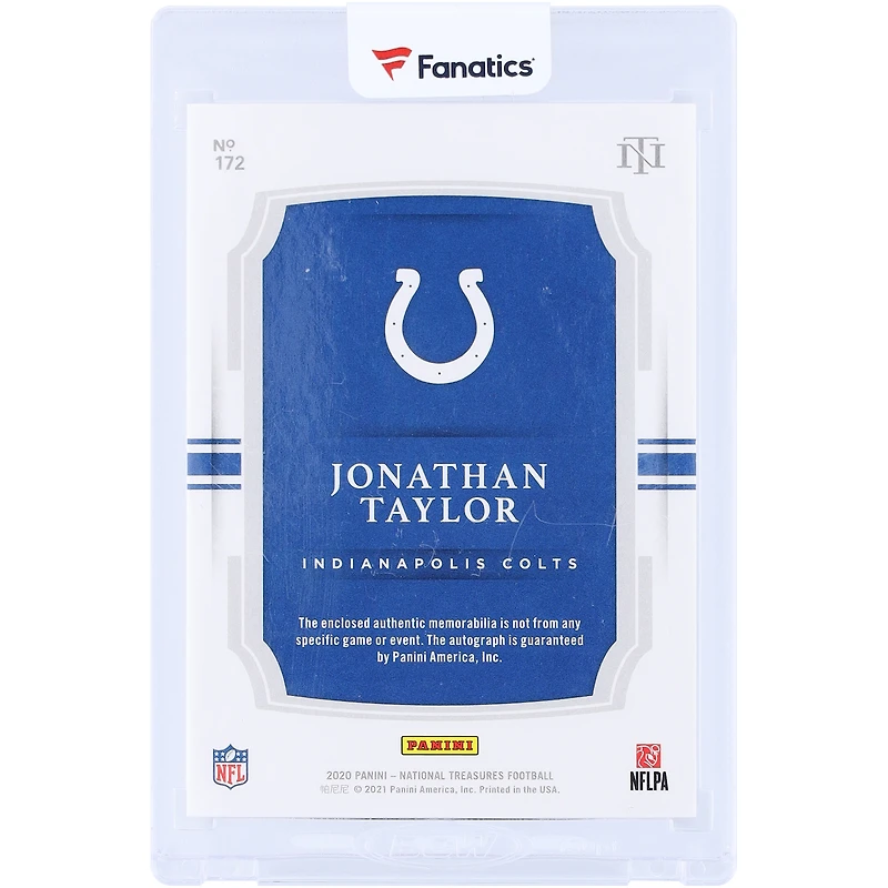 Jonathan Taylor Indianapolis Colts Autographed 2020 Panini National Treasures Dual-Color RPA #172 #49/99 Rookie Card
