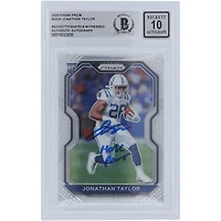 Jonathan Taylor Indianapolis Colts Carte Panini Prizm #332 2020 autographiée Beckett Fanatics a été témoin d'une carte Rookie 10 authentifiée avec l'inscription « Horse Power »
