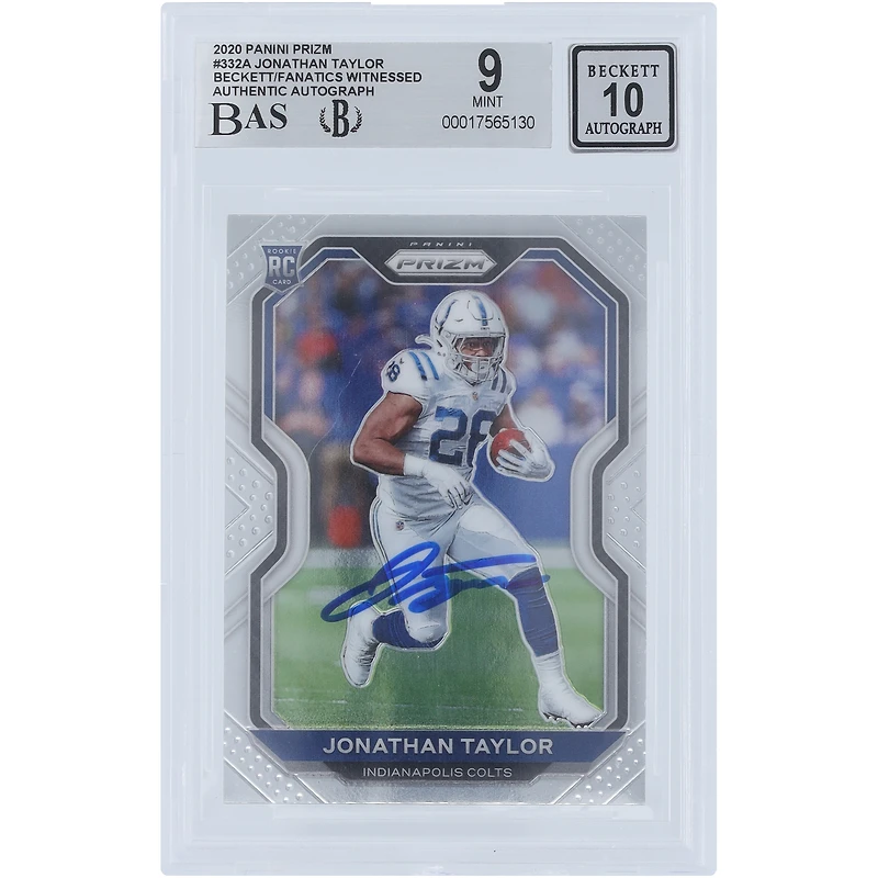 V106832 COLT Jonathan Taylor Indianapolis Colts Carte Panini Prizm 2020 autographiée #332 Beckett Fanatics Witnessed Authenticated 9/10 Rookie 28 Jonathan Taylor AUT PAA TRADING CARDS 45646 AUTTRC CA01F06898 #48
