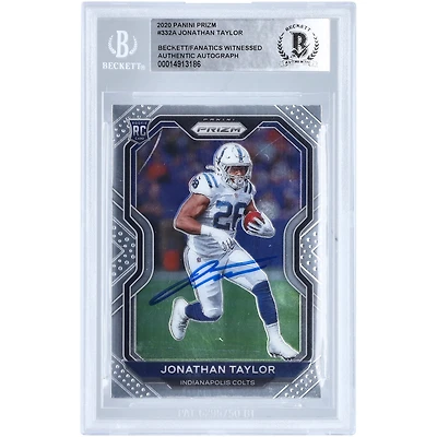 Carte de recrue authentifiée autographiée par Jonathan Taylor Indianapolis Colts Panini Prizm #332 2020 Beckett Fanatics