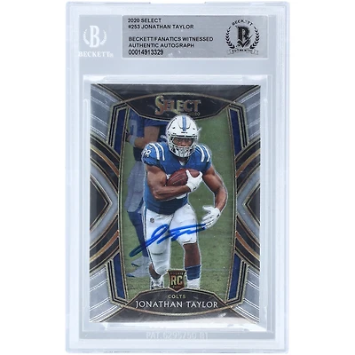 Carte de recrue authentifiée autographiée par Jonathan Taylor Indianapolis Colts 2020 Panini Select Club Level #253 Beckett Fanatics