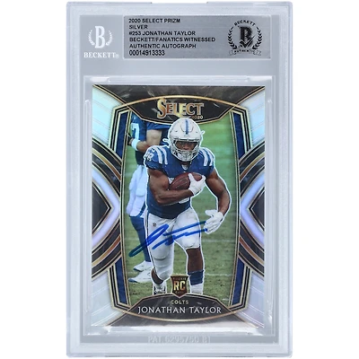 Carte de recrue authentifiée autographiée par Jonathan Taylor Indianapolis Colts 2020 Panini Select Club Level Silver Prizm #253 Beckett Fanatics