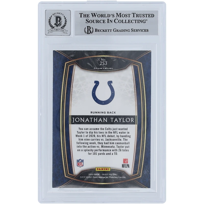 V106832 COLT Jonathan Taylor Indianapolis Colts Autographié 2020 Panini Select #253 Beckett Fanatics Witnessed Authenticated 10 Rookie Card 28 Jonathan Taylor AUT PAA TRADING CARDS 45666 AUTTRC CA01F06938 #47