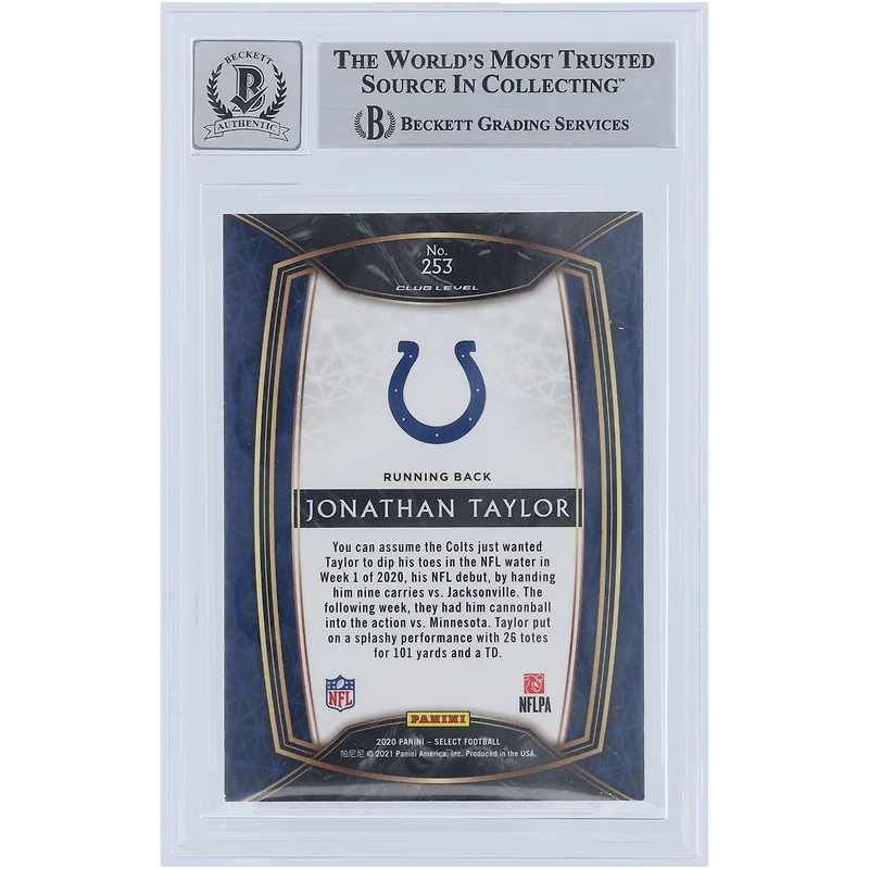 V106832 COLT Jonathan Taylor Indianapolis Colts Carte Panini Select 2020 autographiée #253 Beckett Fanatics Witnessed Authenticated 9/10 Rookie 28 Jonathan Taylor AUT PAA TRADING CARDS 45646 AUTTRC CA01F06897 #47