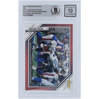 Carte Panini Instant Red #107 #/99 Beckett Fanatics Witnessed Authenticated 10 de Jonathan Taylor Indianapolis Colts autographiée 2021