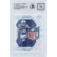 Jonathan Taylor Indianapolis Colts Autographed 2022 Panini National Treasures NFL Shield Relic #SHD-JTA #1/1 Beckett Fanatics Witnessed Authenticated 10 Card