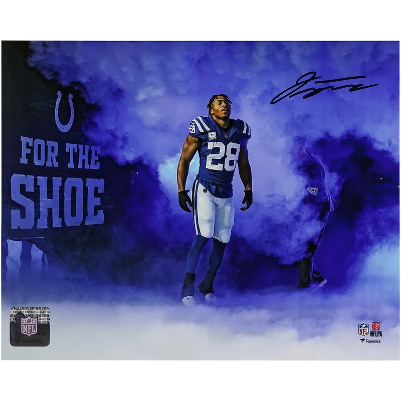 Photographie autographiée de Jonathan Taylor, Indianapolis Colts, entrée en fumée, 8" x 10"