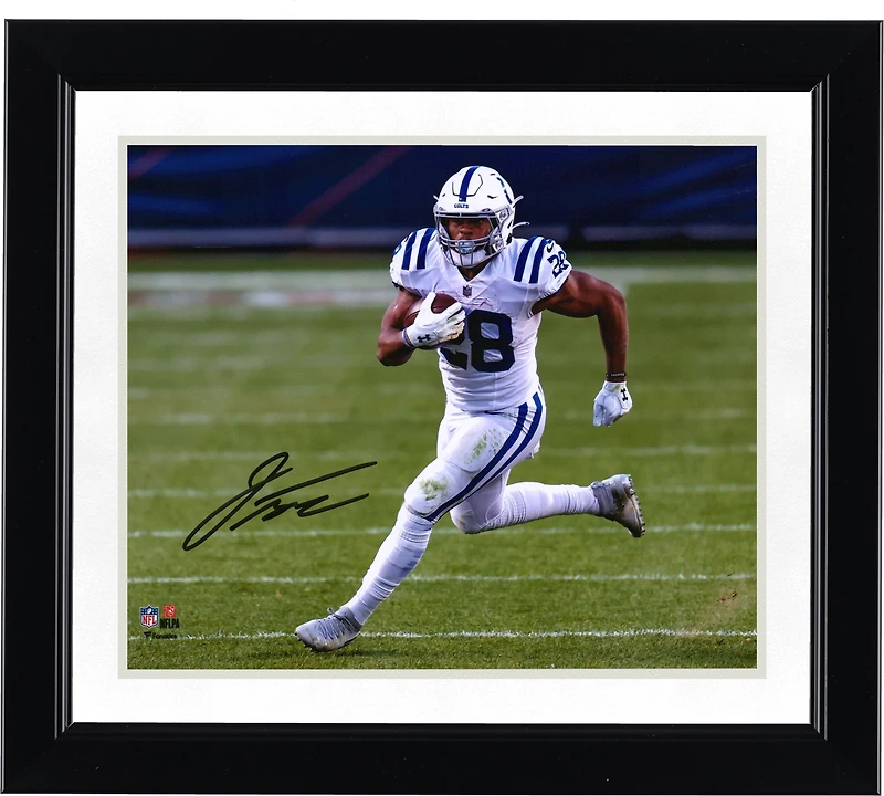 Jonathan Taylor Indianapolis Colts Autographed 8" x 10" White Jersey Running Photograph