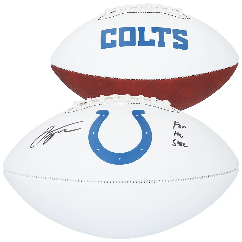 Ballon de football Franklin White Panel autographié par Jonathan Taylor des Indianapolis Colts avec l'inscription « For The Shoe »