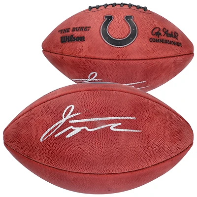 Ballon de football professionnel Duke métallique autographié par Jonathan Taylor Indianapolis Colts