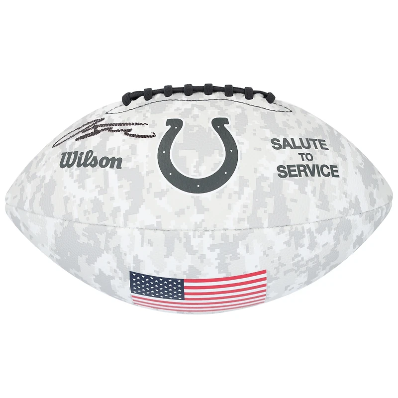 Ballon de football américain autographié par Jonathan Taylor des Indianapolis Colts, hommage au service de Wilson 2024