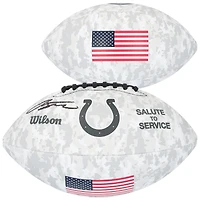 Ballon de football américain autographié par Jonathan Taylor des Indianapolis Colts, hommage au service de Wilson 2024