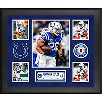 Collage encadré de 5 photos (51 x 61 cm) de Jonathan Taylor, joueur des Indianapolis Colts, avec un morceau de ballon de football utilisé en match - Édition limitée à 500 exemplaires