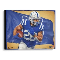 Impression giclée sur toile tendue de Jonathan Taylor Indianapolis Colts 20" x 24" - Conçue et signée par l'artiste Brian Konnick - Édition limitée 25