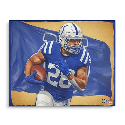 Impression photo non signée de Jonathan Taylor Indianapolis Colts 16" x 20" - Conçue par l'artiste Brian Konnick