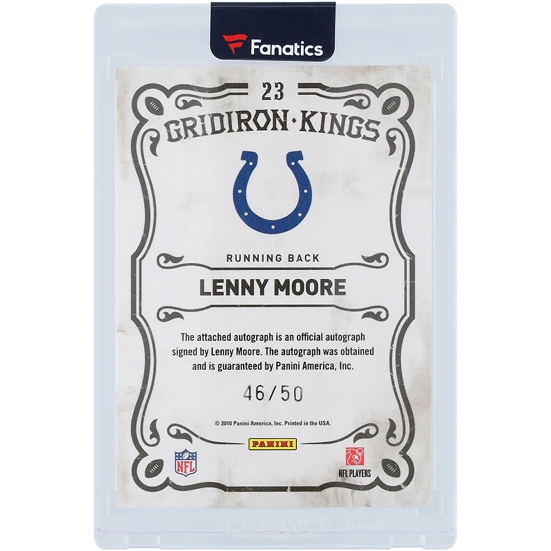 Lenny Moore Indianapolis Colts Autographed 2010 Panini Threads Gridiron Kings #23 #46/50 Card