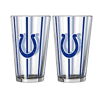 Ensemble de deux verres à bière rayés de 473 ml (16 oz) Logo Brands Indianapolis Colts