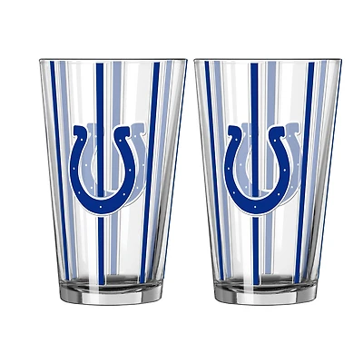 Ensemble de deux verres à bière rayés de 473 ml (16 oz) Logo Brands Indianapolis Colts