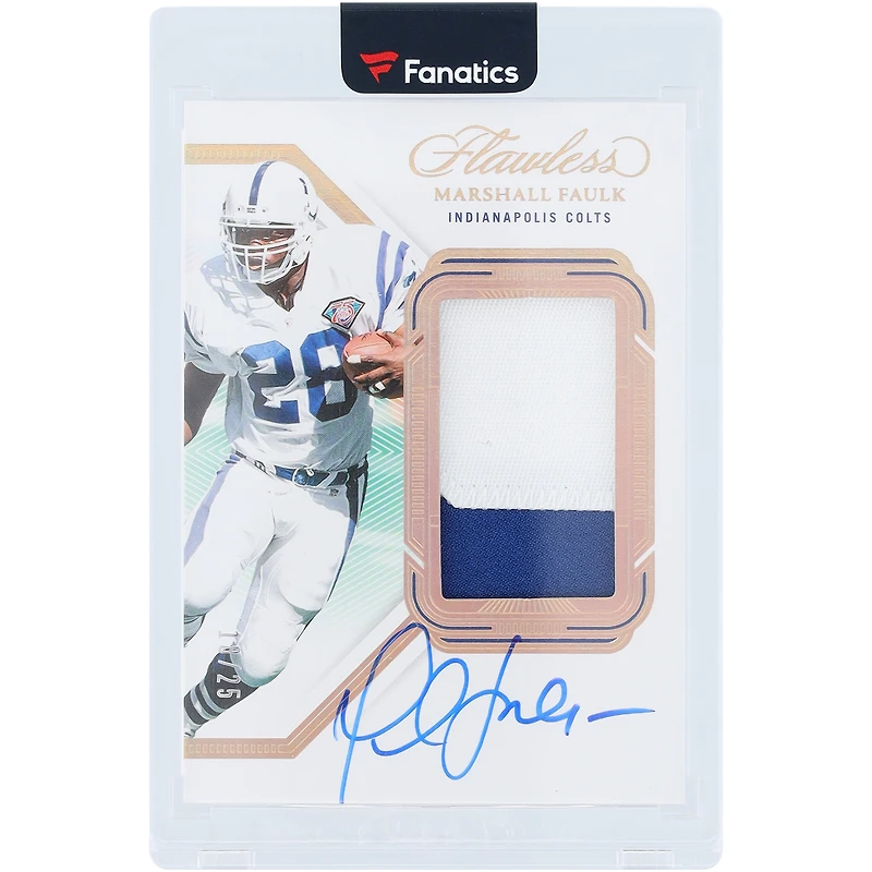 Marshall Faulk Indianapolis Colts Autographed 2023 Panini Flawless Patch Dual-Color Relic #PA-MFA #18/25 Card