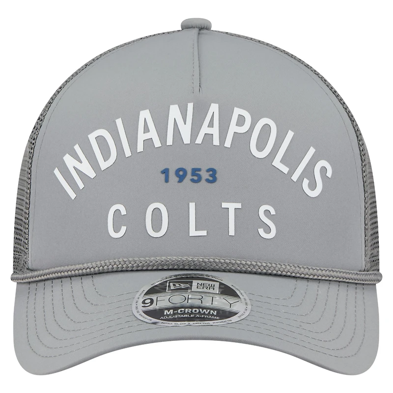 Casquette ajustable New Era Graphite Indianapolis Colts Active Minimalist M-Crown A-Frame 9FORTY pour homme