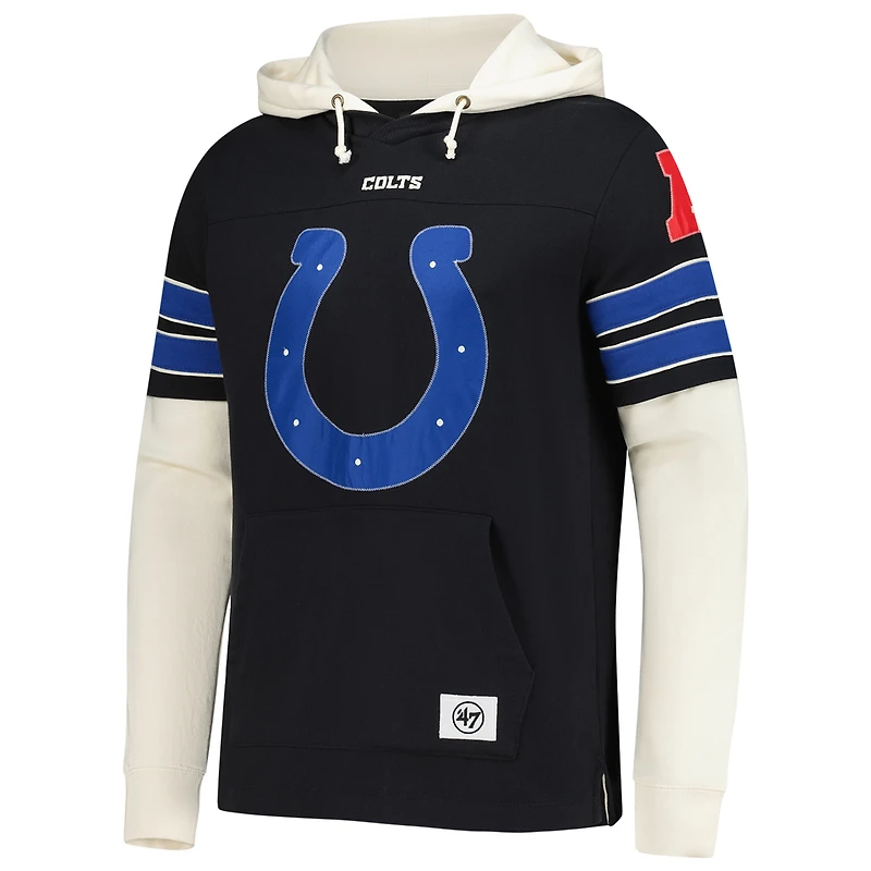 Men's '47  Black Indianapolis Colts Split Zone Cornerback Duo Hoodie