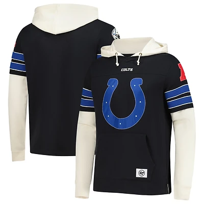 Men's '47  Black Indianapolis Colts Split Zone Cornerback Duo Hoodie