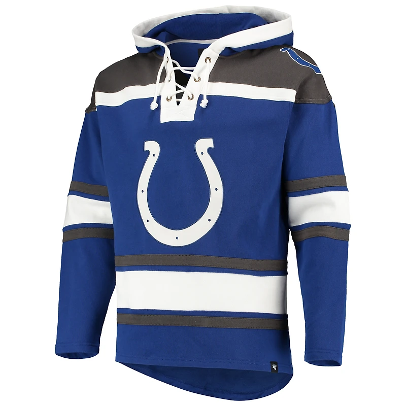 Men's '47 Royal/Gray Indianapolis Colts Lacer V-Neck Pullover Hoodie