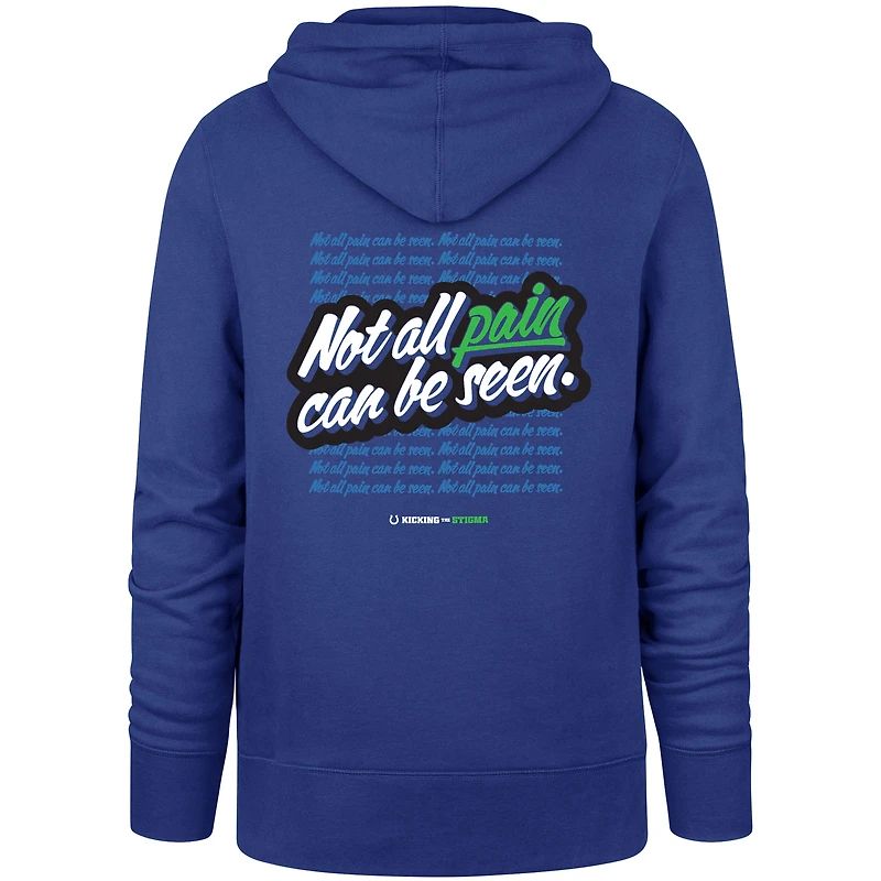 Sweat à capuche pour hommes des Royal Indianapolis Colts '47 : on ne peut pas voir toutes les douleurs pour vaincre la stigmatisation