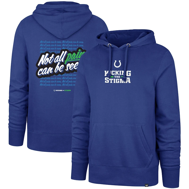 Sweat à capuche pour hommes des Royal Indianapolis Colts '47 : on ne peut pas voir toutes les douleurs pour vaincre la stigmatisation