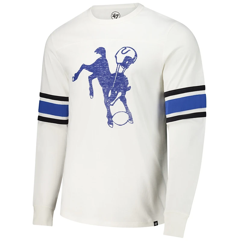 T-shirt à manches longues pour homme '47 Indianapolis Colts Gridiron Throwback Premier Brex blanc