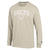 Men's Champion  Heather Oatmeal Indianapolis Colts White Ink Jersey Long Sleeve T-Shirt
