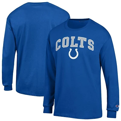 T-shirt à manches longues Champion blanc pour homme avec logo Arch Over des Indianapolis Colts