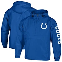 Veste coupe-vent à capuche demi-zip pliable Champion Royal Indianapolis Colts pour homme