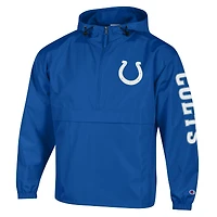 Veste coupe-vent à capuche demi-zip pliable Champion Royal Indianapolis Colts pour homme