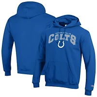 Men's Champion White Indianapolis Colts Powerblend Arch over Logo Hoodie