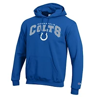 Men's Champion White Indianapolis Colts Powerblend Arch over Logo Hoodie
