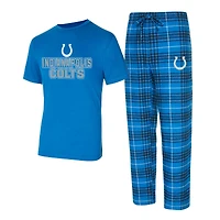 Ensemble de nuit Concepts Sport Royal/Noir Indianapolis Colts Vector T-shirt et pantalon en flanelle pour hommes