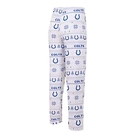 Ensemble de nuit Concepts Sport blanc/Royal Indianapolis Colts Tinsel T-shirt à manches longues et pantalon raglan pour hommes