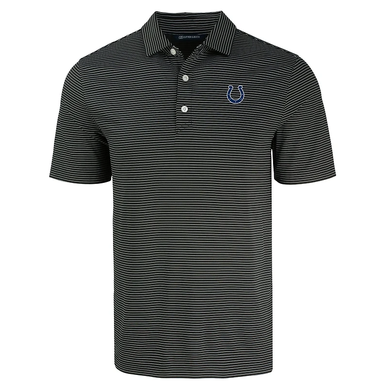 Men's Cutter & Buck Black Indianapolis Colts Forge Eco Fine Line Stripe Polo
