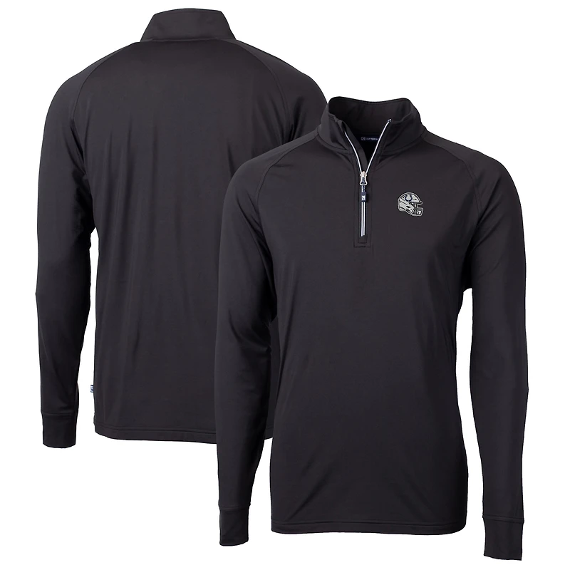 Men's Cutter & Buck Black Indianapolis Colts Helmet Adapt Eco Knit Stretch Recycled Quarter-Zip Pullover Top